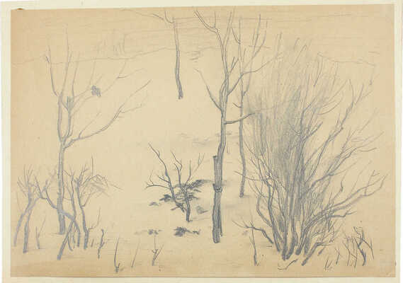 Исупов Алексей Владимирович. Лот из пяти листов с этюдами (теленок, два наброска с лошадьми, пейзаж в деревне, лес весной)